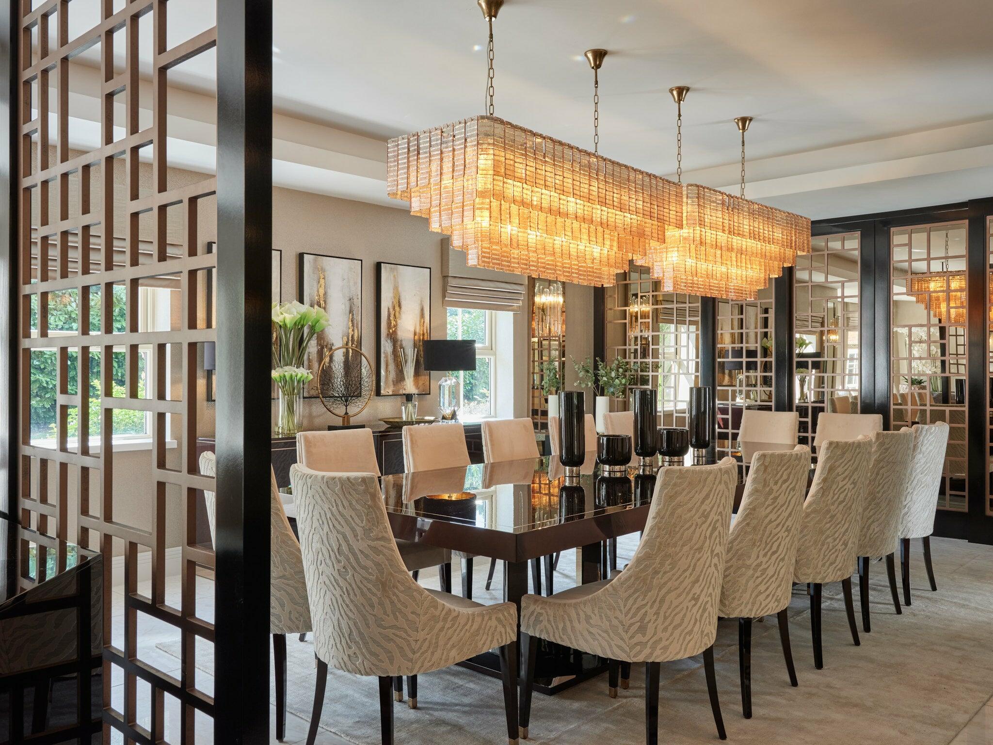 Formal dining room in a private Midlands mansion by Cox Jones Interiors
