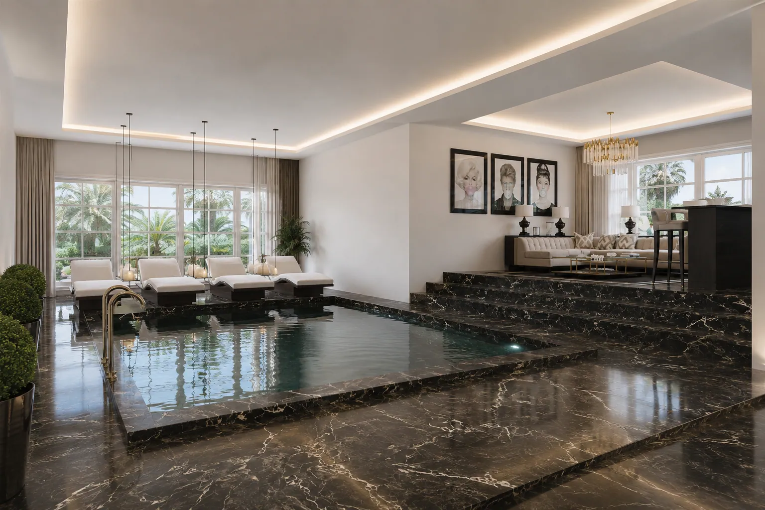 Èze Beach Villa residential interior design, South of France