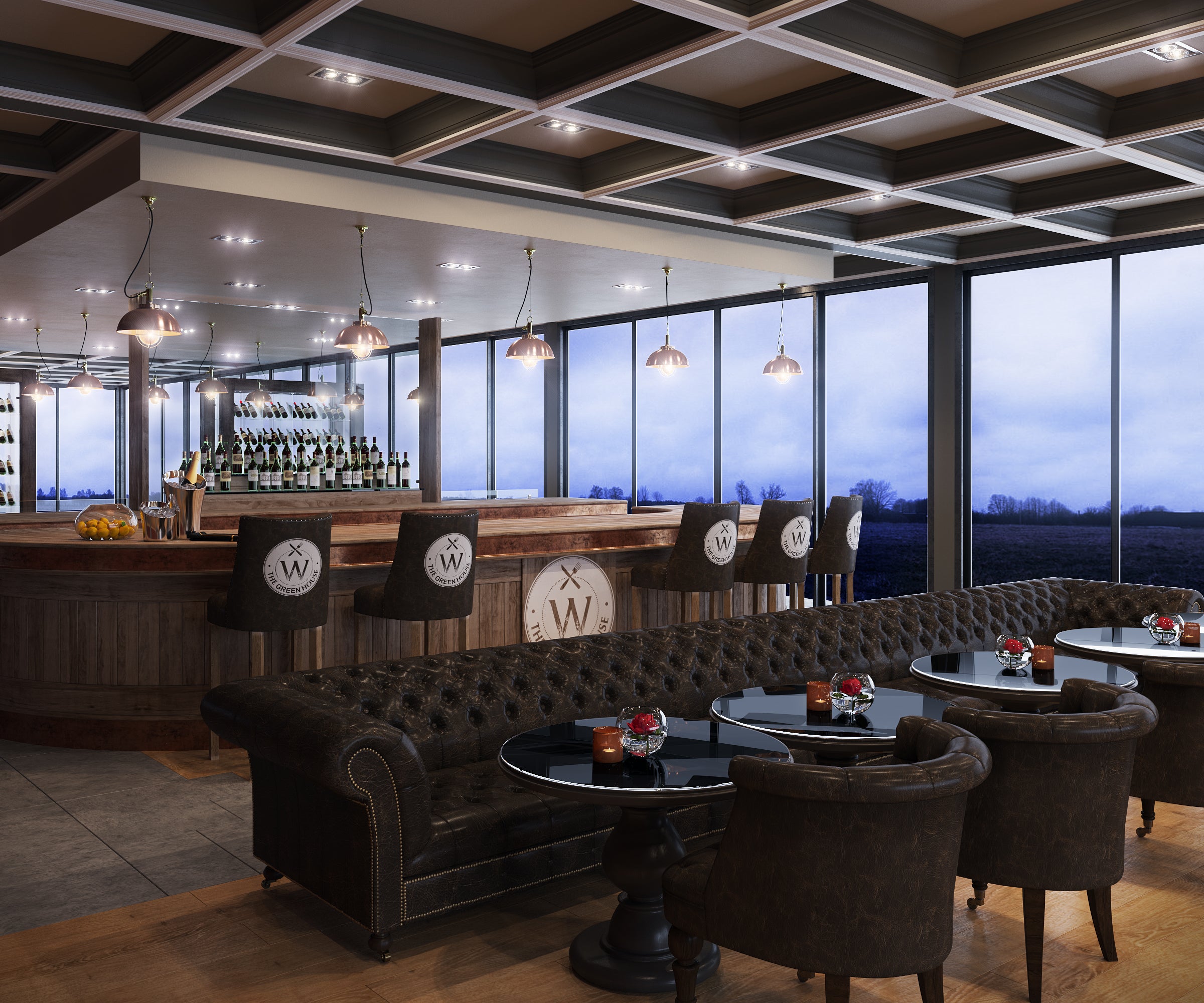 The Green House Restaurant interior design, United Kingdom